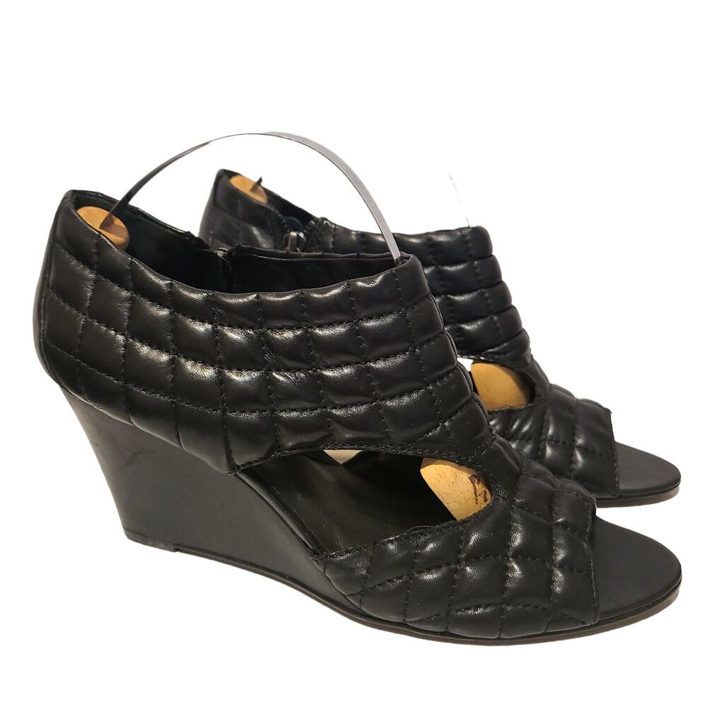 Women's Sandals Goth Grunge Size 9.5 Black Quilted Zipper NWOB 7 For All Mankind